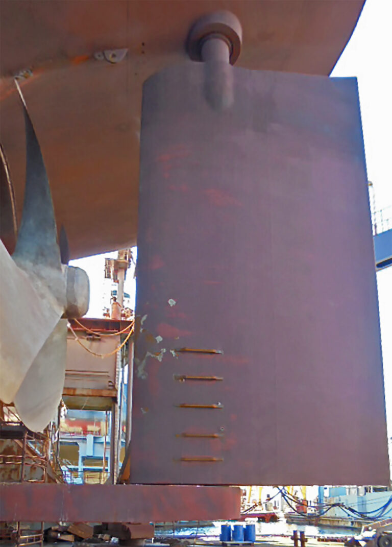 Seven full years after Ecoshield was applied, the rudder of the Xanthos is still in excellent condition requiring no repaint or repair.